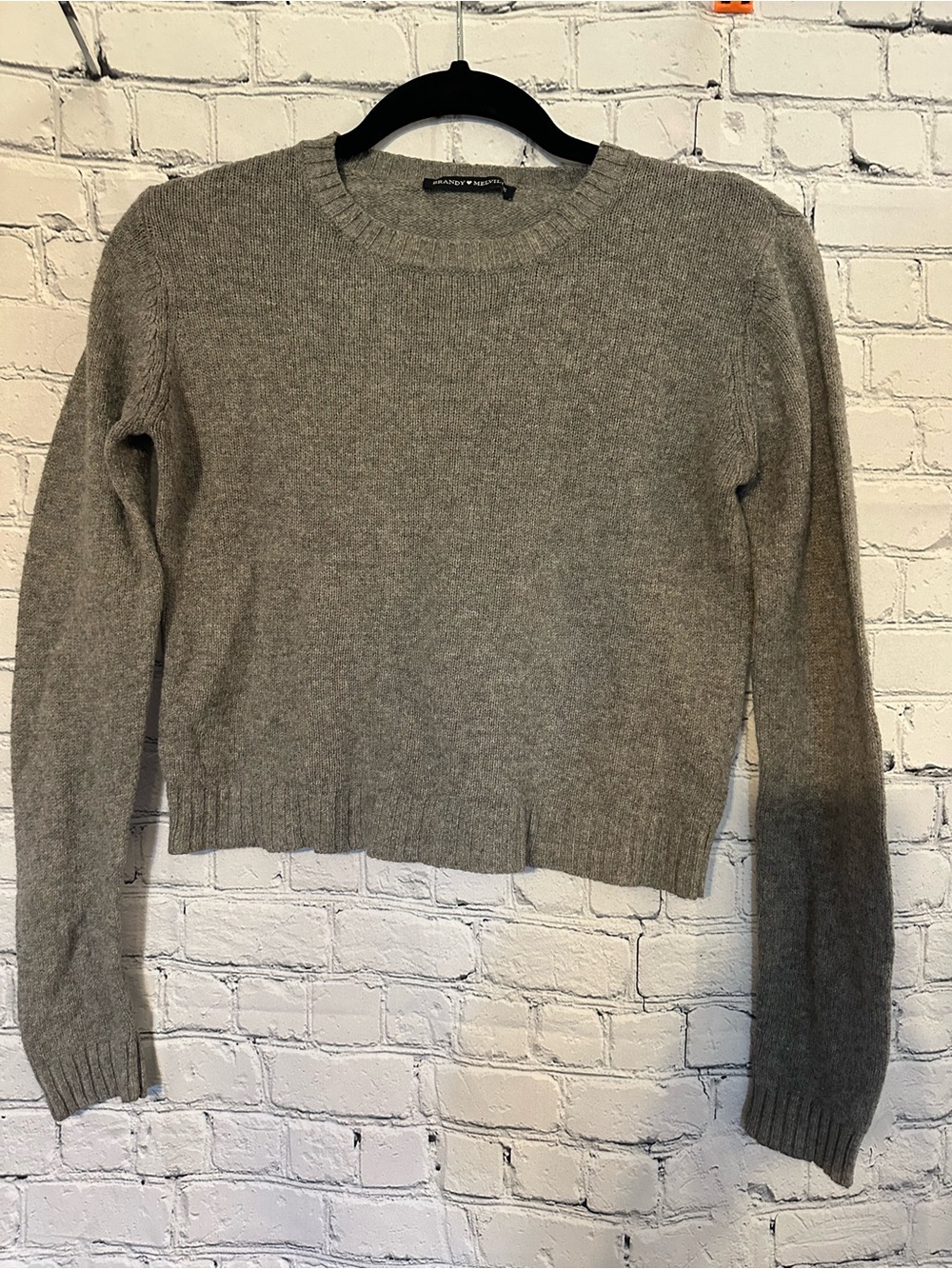 Brandy Melville Gray Ribbed Crewneck Sweater